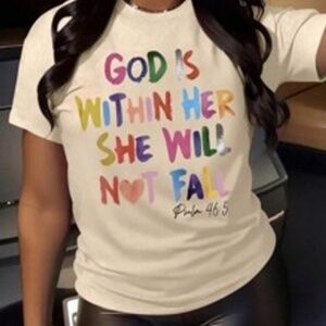 SHEIN Essnce Women's Letter Graphic Crew Neck Short Sleeve Tee , Summer